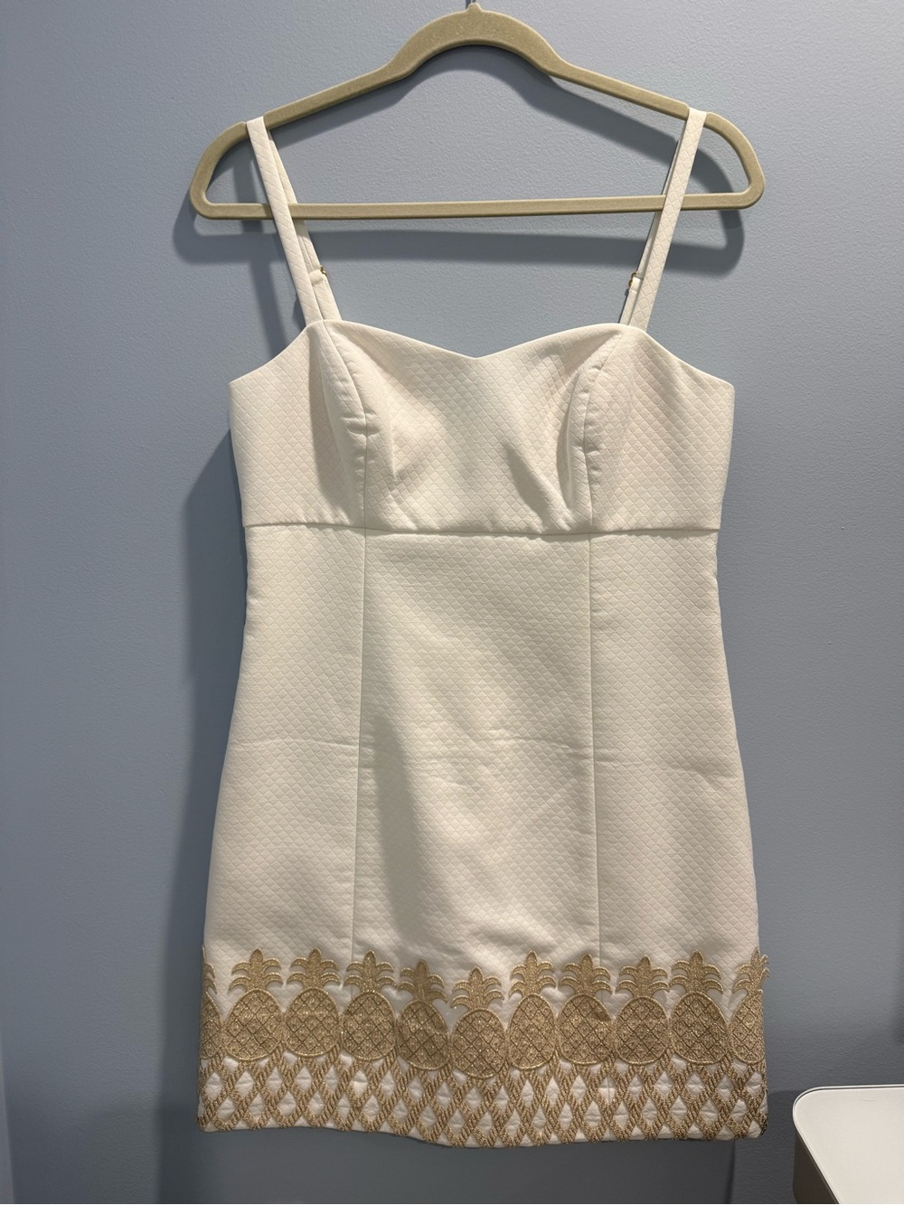 Lilly Pulitzer White Mini Dress with Gold Trim